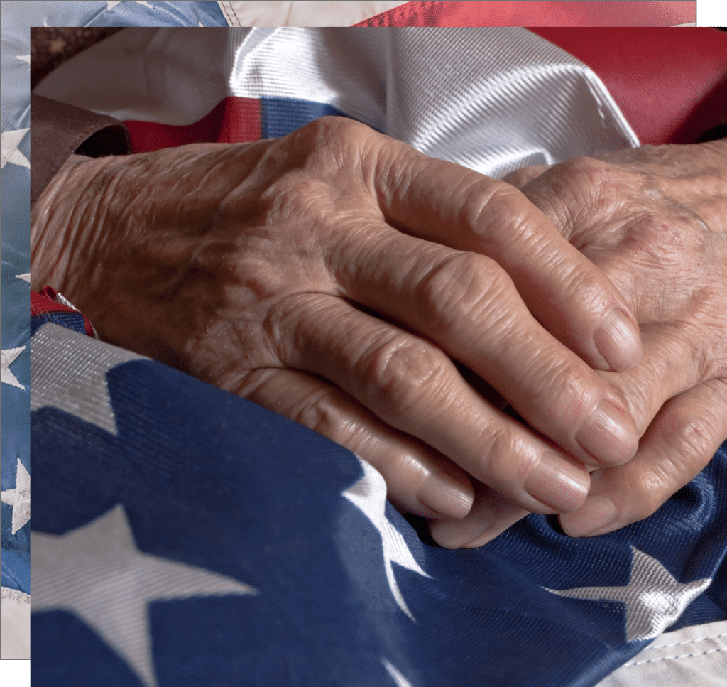 Hands on an American Flag