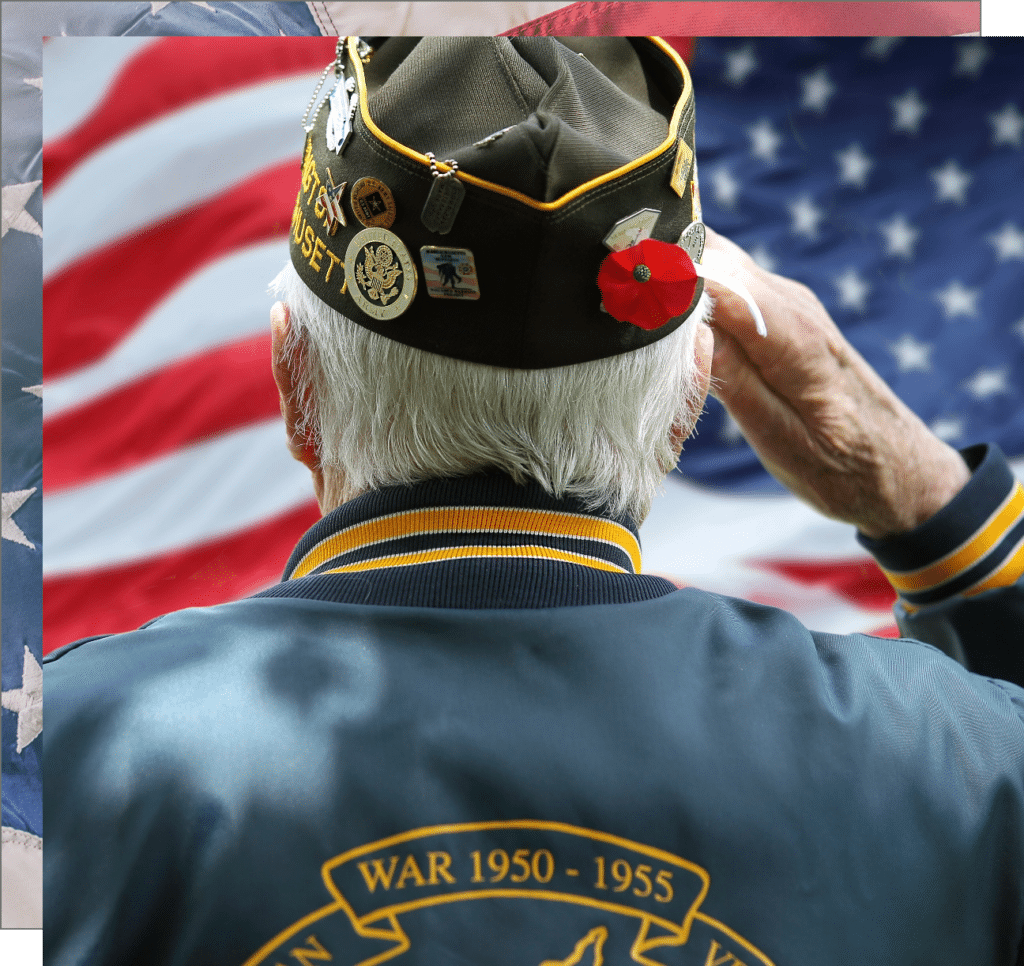 Veteran Saluting the American Flag