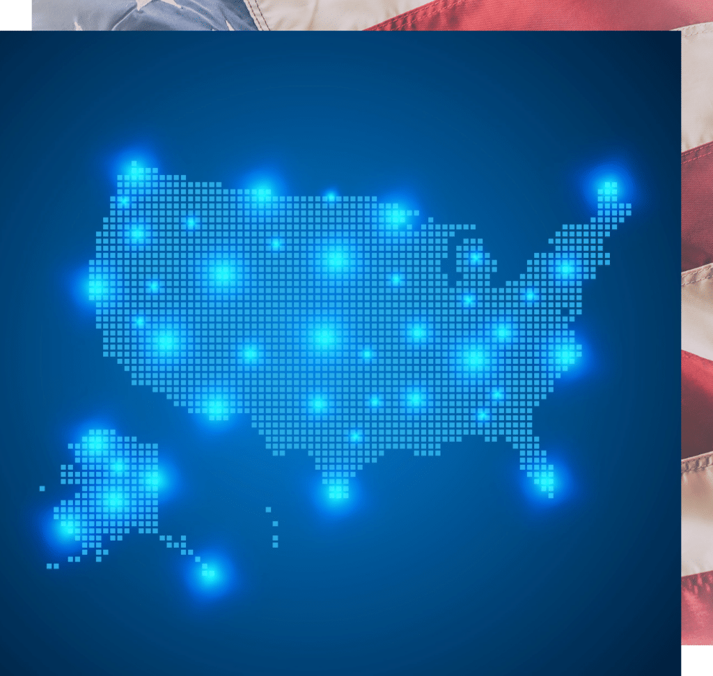US Map with Lights