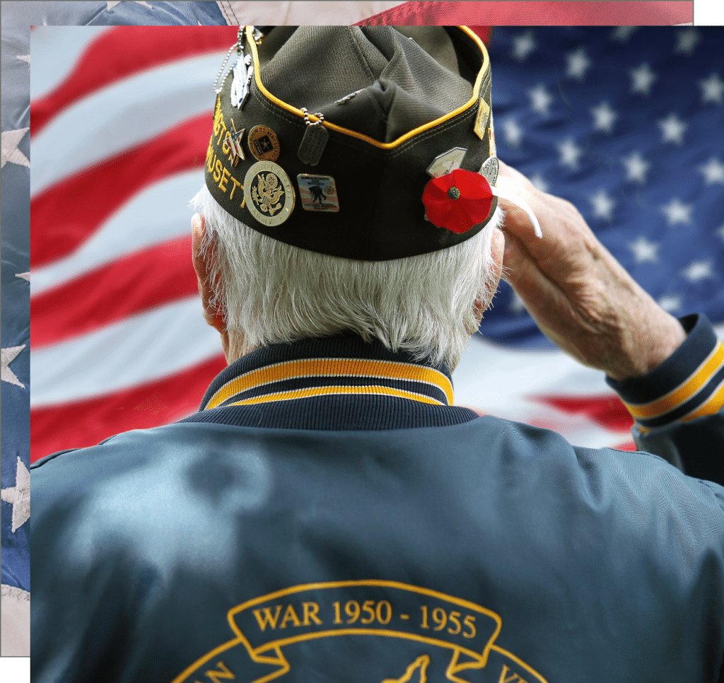 Veteran Saluting the US Flag